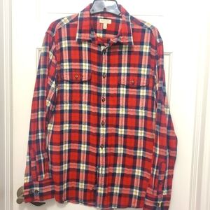 Sonoma Red Plaid Flannel Shirt Size Large, Casual